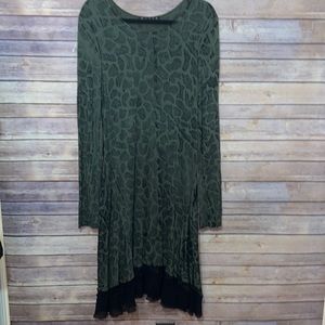 Flowing Mezon Dress Animal Print Green Black Size Large Oversized F2